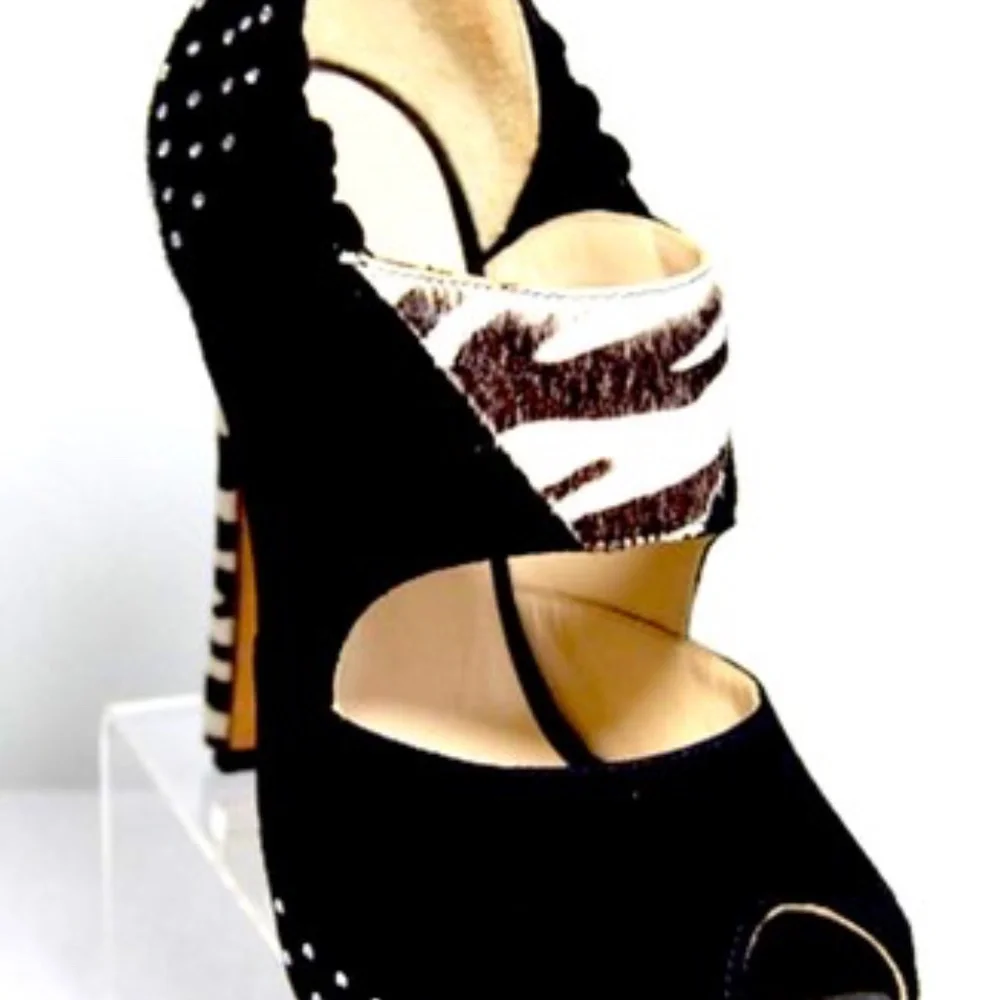 🆕🏷️  Damiano Marini Zebra Swarovski Crystal Platform 🇮🇹 Limited Edition
